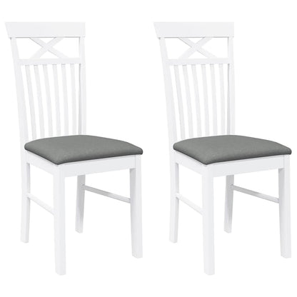 Sedie da Pranzo con Cuscini 2 pz Bianco Legno Massello di Hevea | homemem39