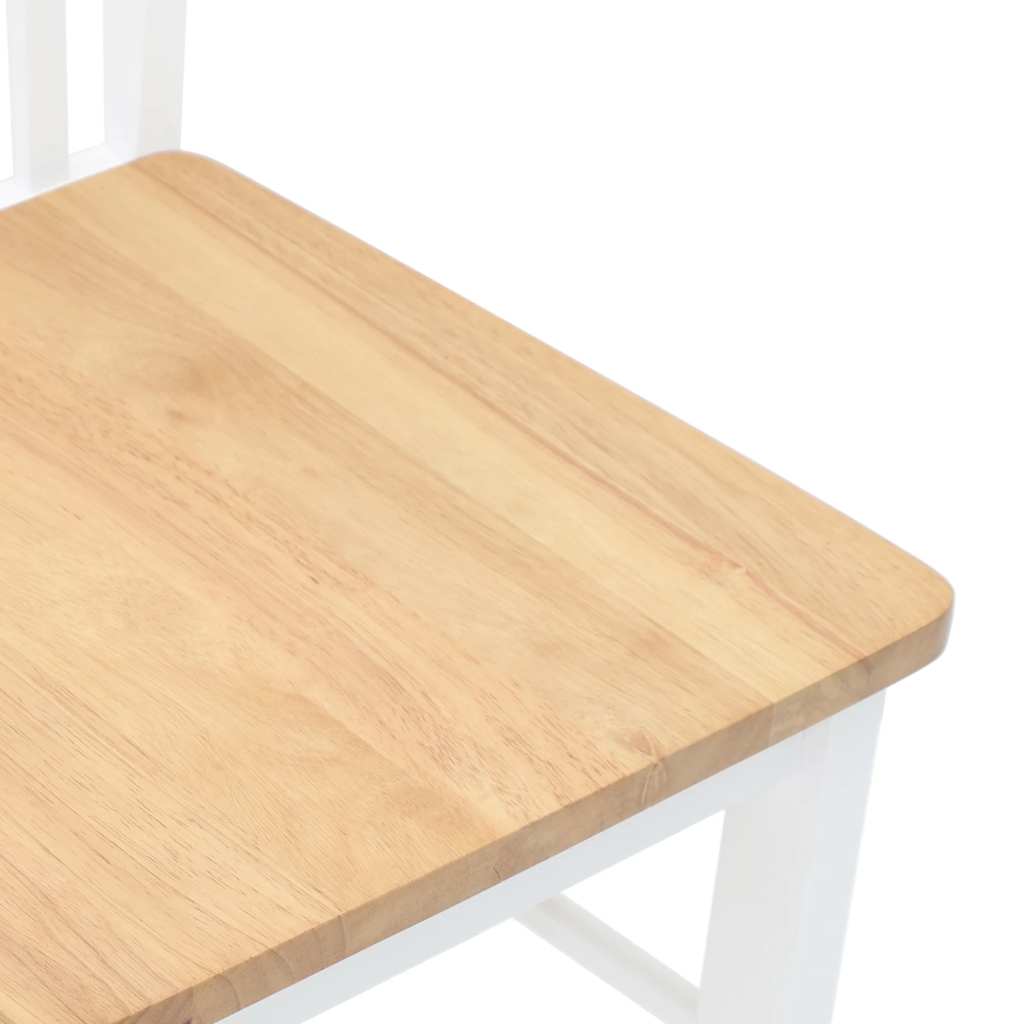 Sedie da Pranzo 2 pz Bianche in Legno Massello di Hevea | homemem39