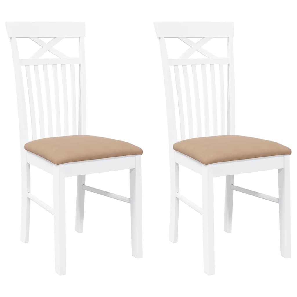 Sedie da Pranzo con Cuscini 2 pz Bianco Legno Massello di Hevea | homemem39