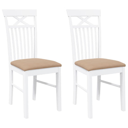 Sedie da Pranzo con Cuscini 2 pz Bianco Legno Massello di Hevea | homemem39