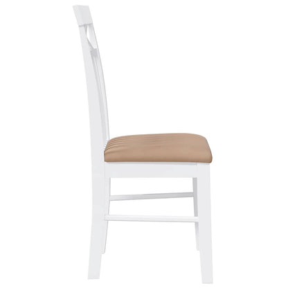 Sedie da Pranzo con Cuscini 2 pz Bianco Legno Massello di Hevea | homemem39