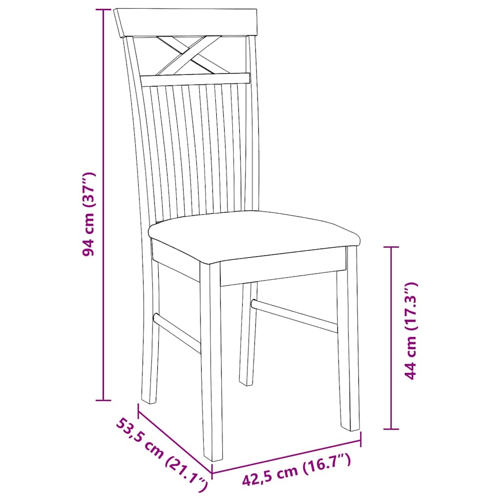 Sedie da Pranzo con Cuscini 2 pz Bianco Legno Massello di Hevea | homemem39