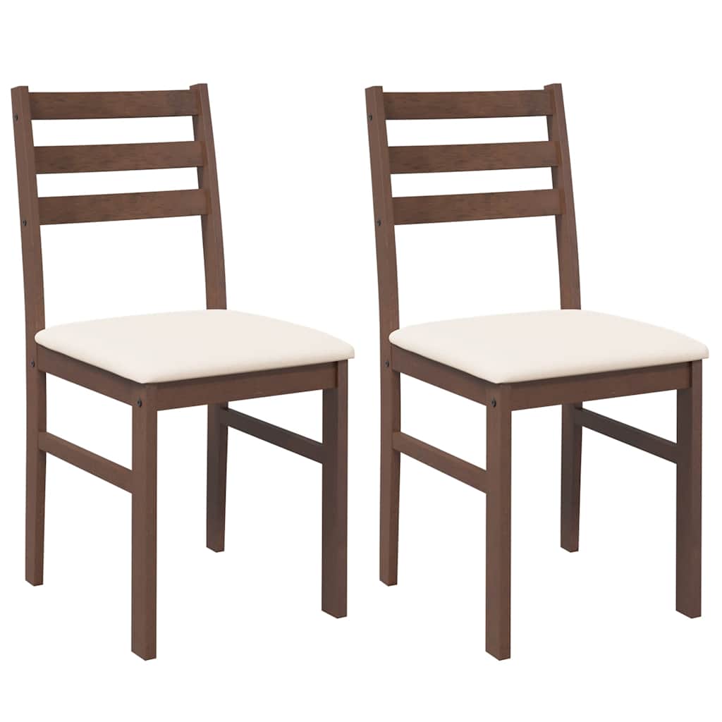Sedie da Pranzo con Cuscini 2pz Marrone Legno Massello di Hevea | homemem39