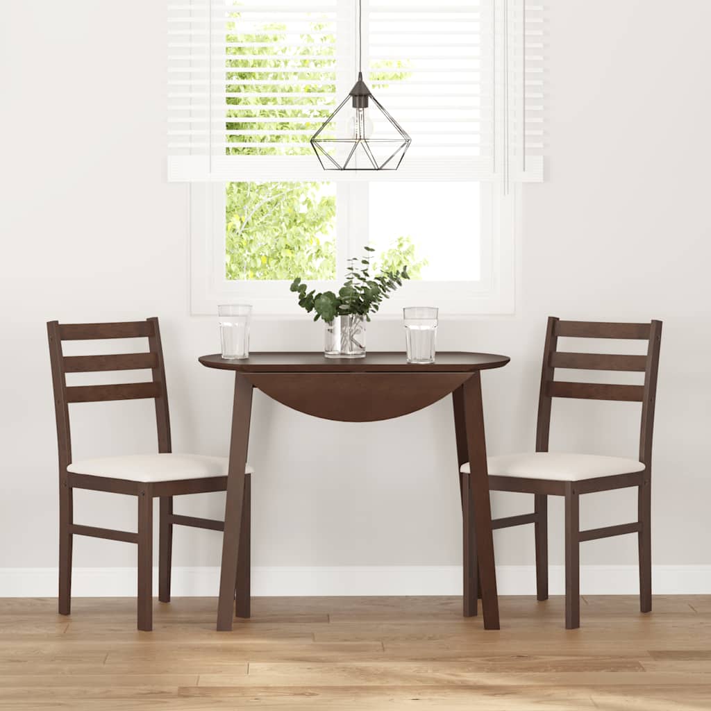 Sedie da Pranzo con Cuscini 2pz Marrone Legno Massello di Hevea | homemem39