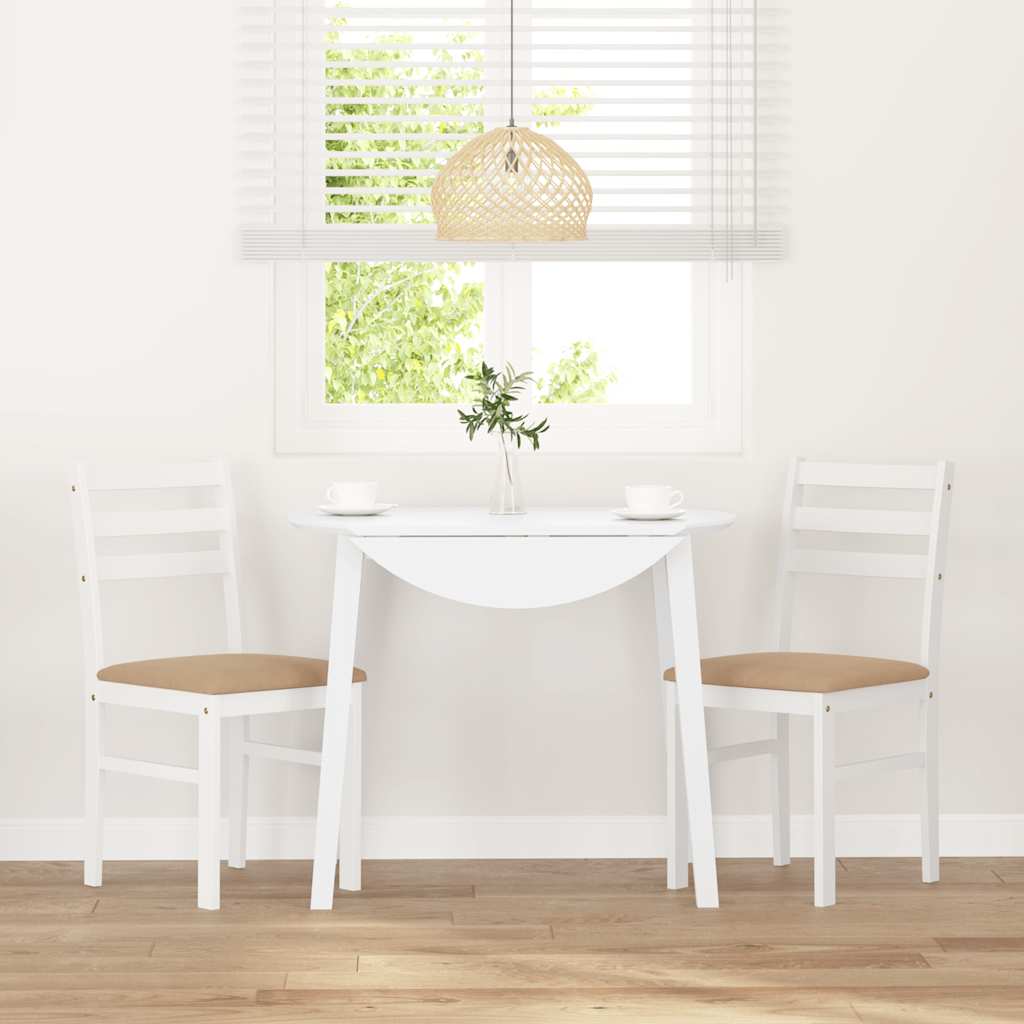 Sedie da Pranzo con Cuscini 2 pz Bianco Legno Massello di Hevea | homemem39
