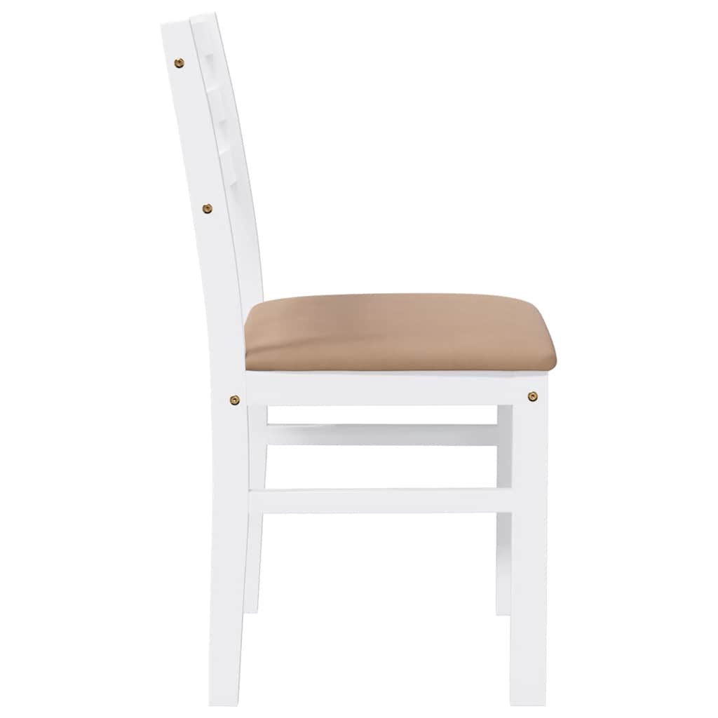 Sedie da Pranzo con Cuscini 2 pz Bianco Legno Massello di Hevea | homemem39