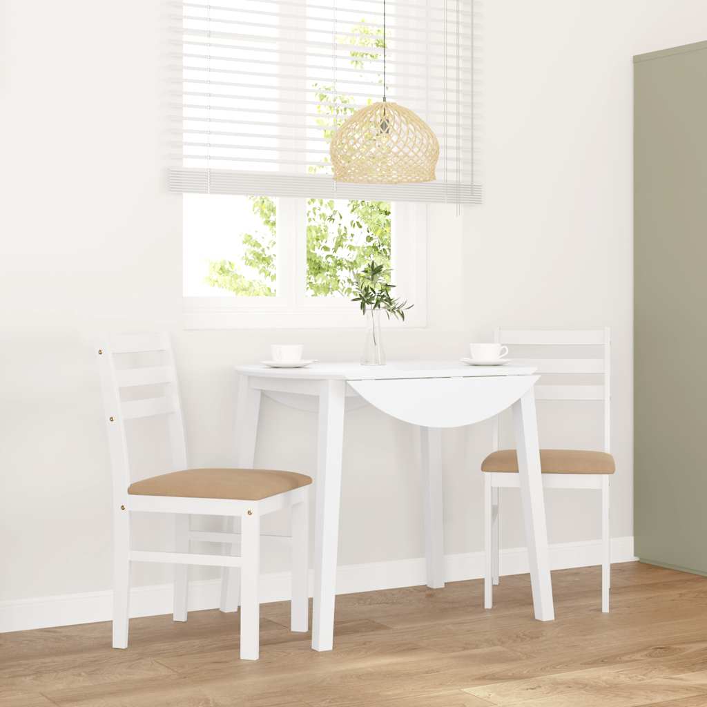 Sedie da Pranzo con Cuscini 2 pz Bianco Legno Massello di Hevea | homemem39