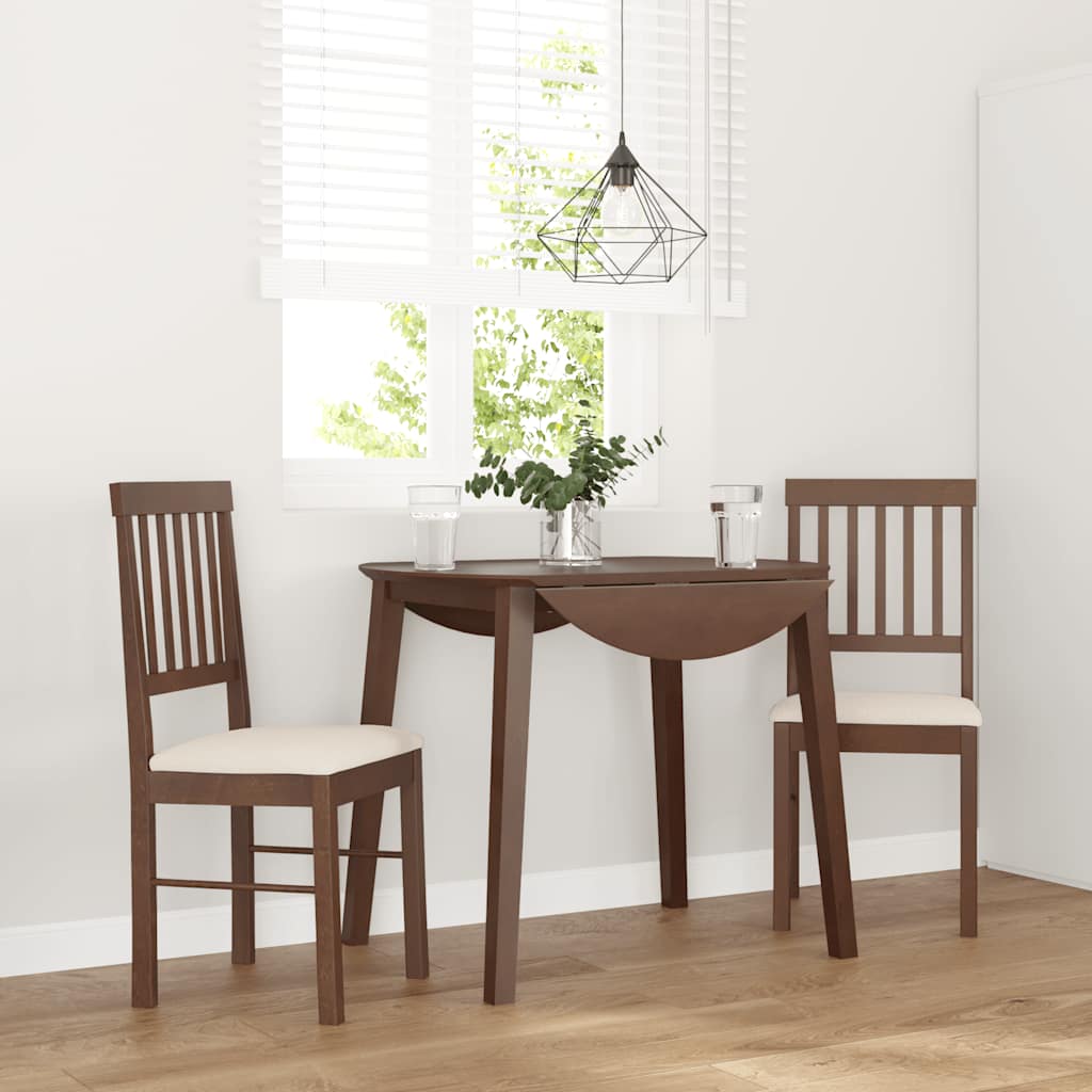 Sedie da Pranzo con Cuscini 2pz Marrone Legno Massello di Hevea | homemem39