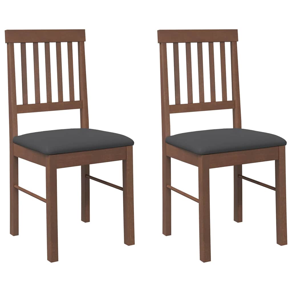 Sedie da Pranzo con Cuscini 2pz Marrone Legno Massello di Hevea | homemem39