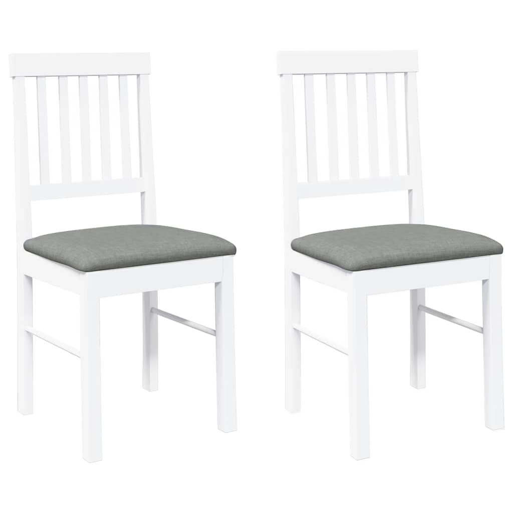 Sedie da Pranzo con Cuscini 2 pz Bianco Legno Massello di Hevea | homemem39