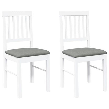 Sedie da Pranzo con Cuscini 2 pz Bianco Legno Massello di Hevea | homemem39