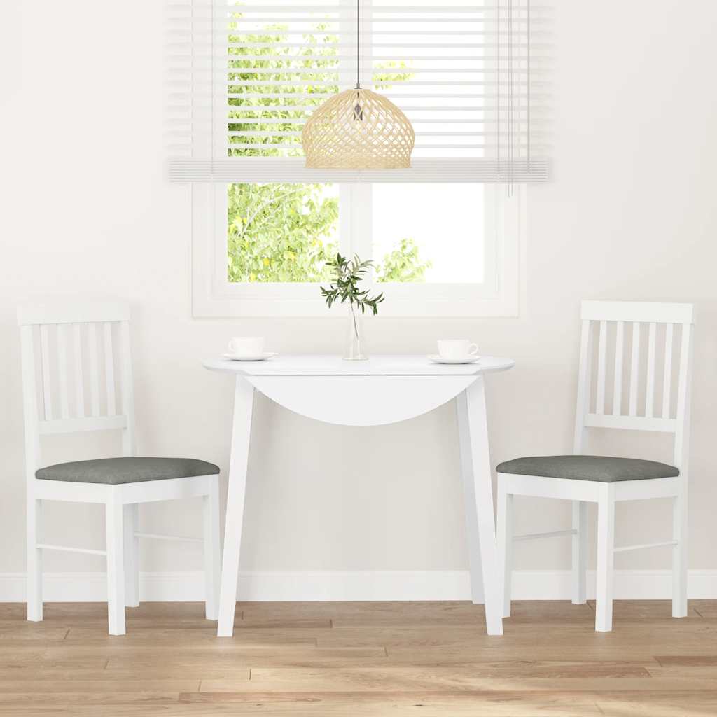 Sedie da Pranzo con Cuscini 2 pz Bianco Legno Massello di Hevea | homemem39