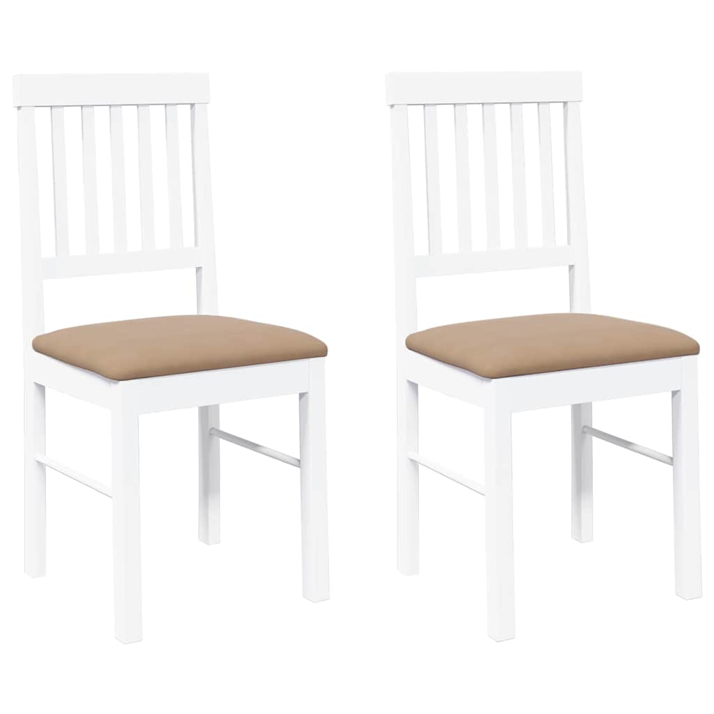 Sedie da Pranzo con Cuscini 2 pz Bianco Legno Massello di Hevea | homemem39