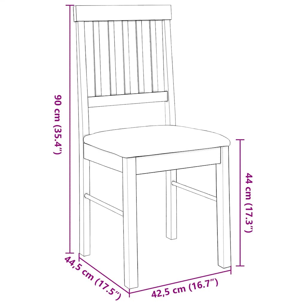 Sedie da Pranzo con Cuscini 2 pz Bianco Legno Massello di Hevea | homemem39