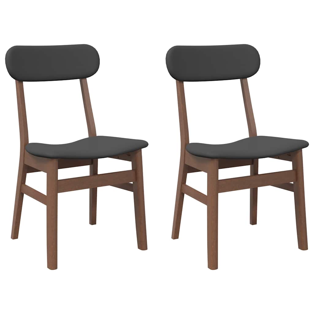 Sedie da Pranzo con Cuscini 2pz Marrone Legno Massello di Hevea