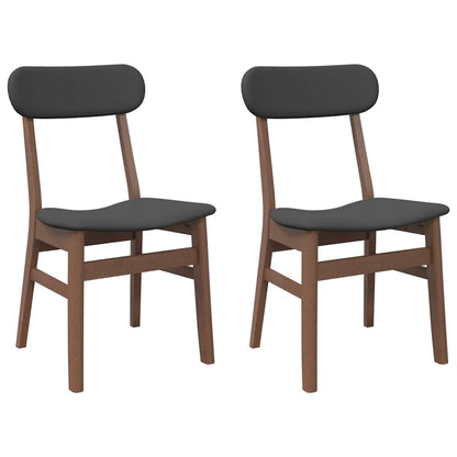 Sedie da Pranzo con Cuscini 2pz Marrone Legno Massello di Hevea