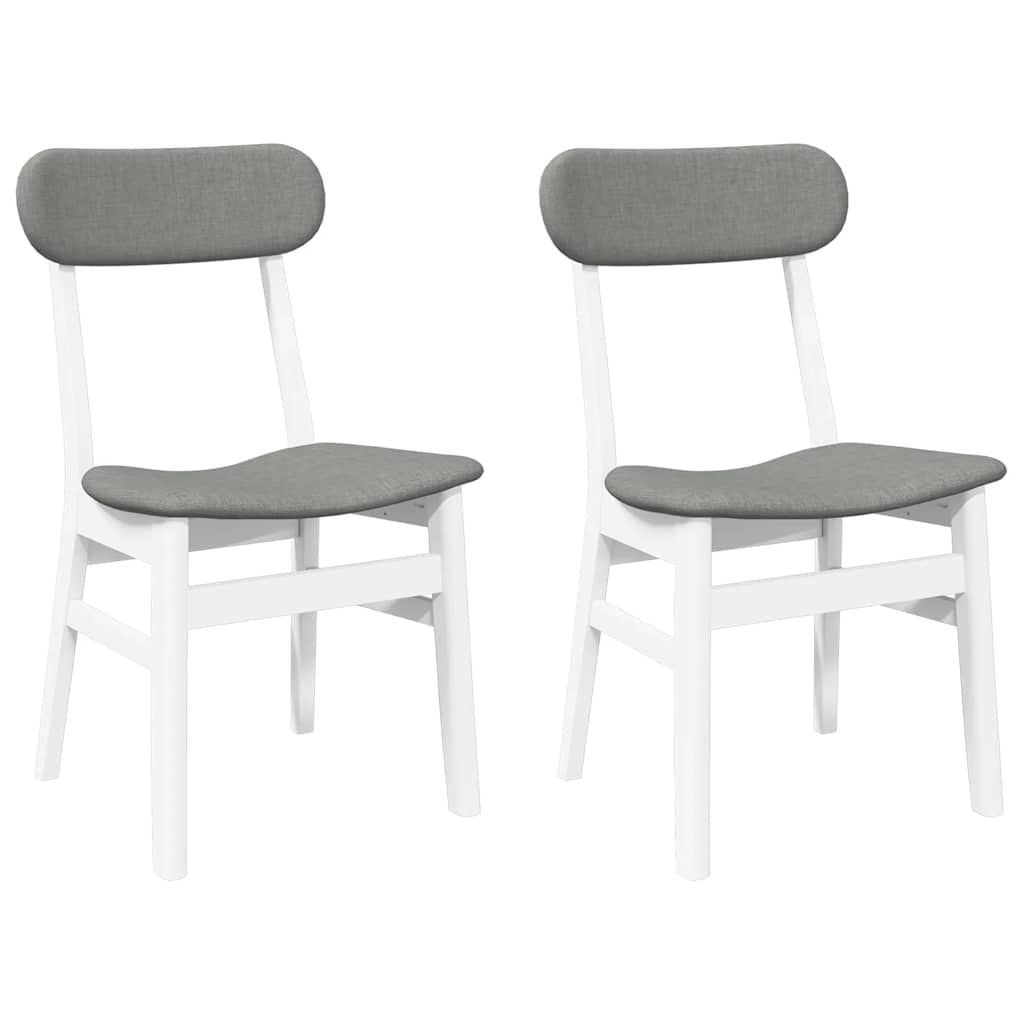 Sedie da Pranzo con Cuscini 2 pz Bianco Legno Massello di Hevea | homemem39