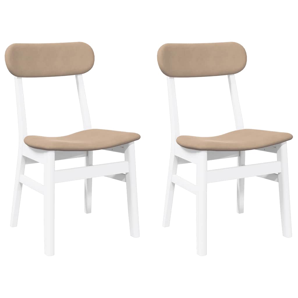 Sedie da Pranzo con Cuscini 2 pz Bianco Legno Massello di Hevea | homemem39