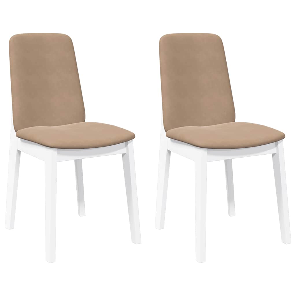 Sedie da Pranzo con Cuscini 2 pz Bianco Legno Massello di Hevea | homemem39