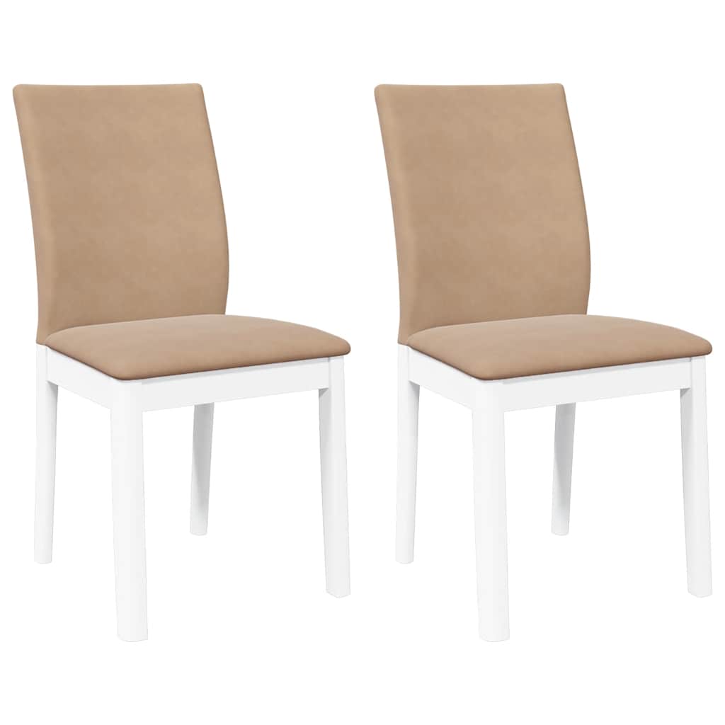 Sedie da Pranzo con Cuscini 2 pz Bianco Legno Massello di Hevea | homemem39