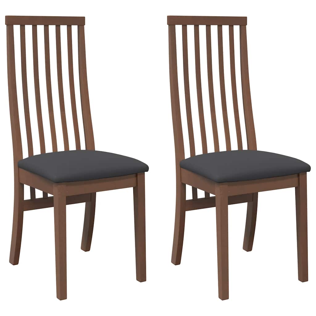 Sedie da Pranzo con Cuscini 2pz Marrone Legno Massello di Hevea | homemem39