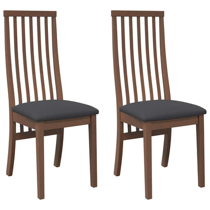 Sedie da Pranzo con Cuscini 2pz Marrone Legno Massello di Hevea | homemem39