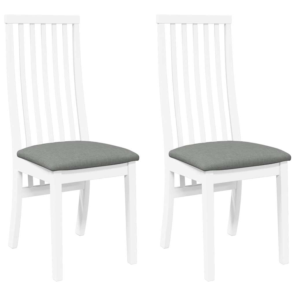 Sedie da Pranzo con Cuscini 2 pz Bianco Legno Massello di Hevea | homemem39