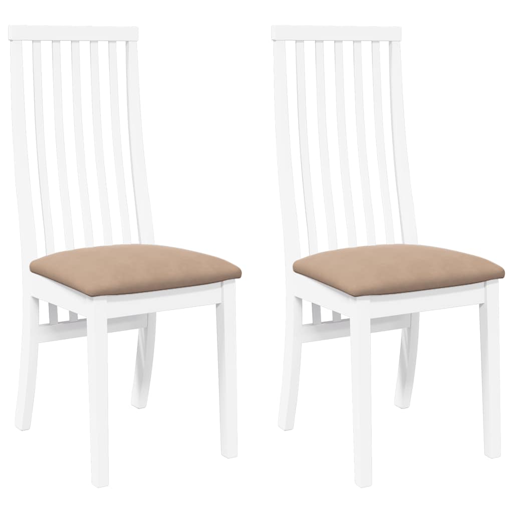Sedie da Pranzo con Cuscini 2 pz Bianco Legno Massello di Hevea | homemem39