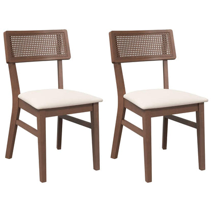 Sedie da Pranzo con Cuscini 2pz Marrone Legno Massello di Hevea | homemem39