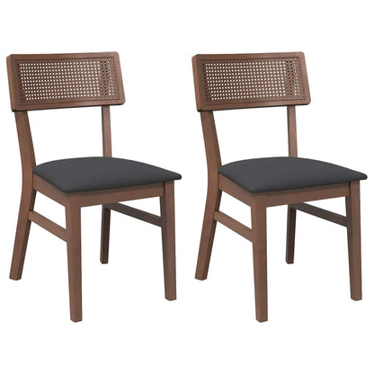 Sedie da Pranzo con Cuscini 2pz Marrone Legno Massello di Hevea | homemem39
