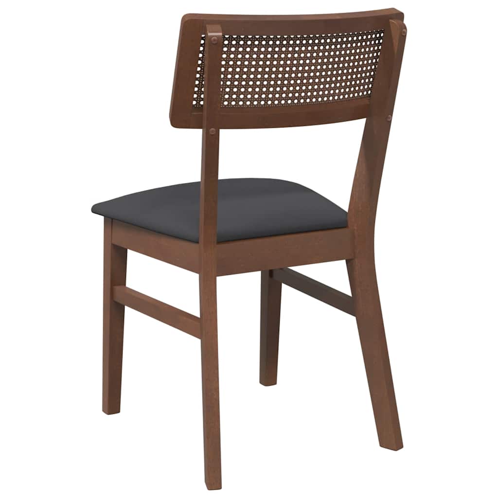 Sedie da Pranzo con Cuscini 2pz Marrone Legno Massello di Hevea | homemem39