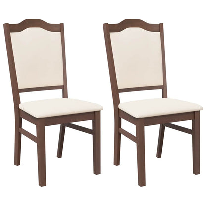 Sedie da Pranzo con Cuscini 2pz Marrone Legno Massello di Hevea | homemem39