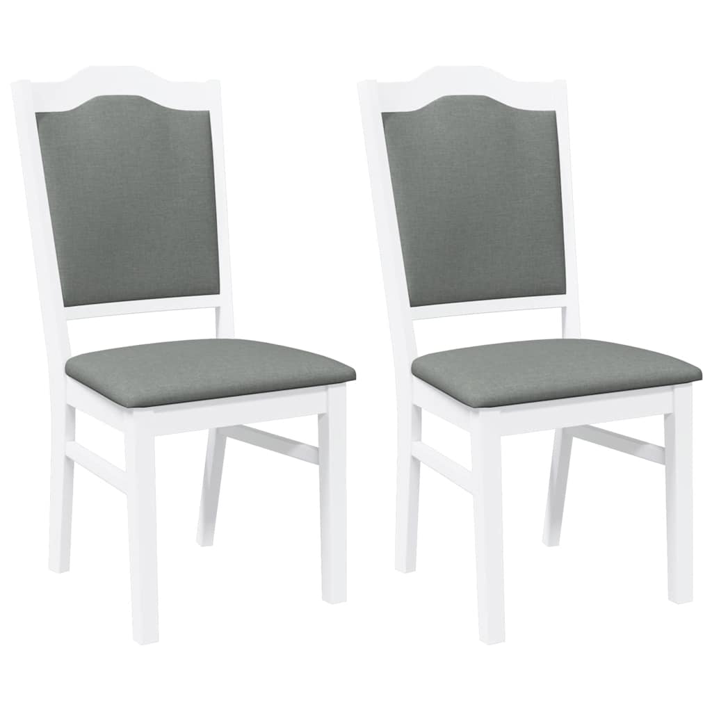 Sedie da Pranzo con Cuscini 2 pz Bianco Legno Massello di Hevea | homemem39