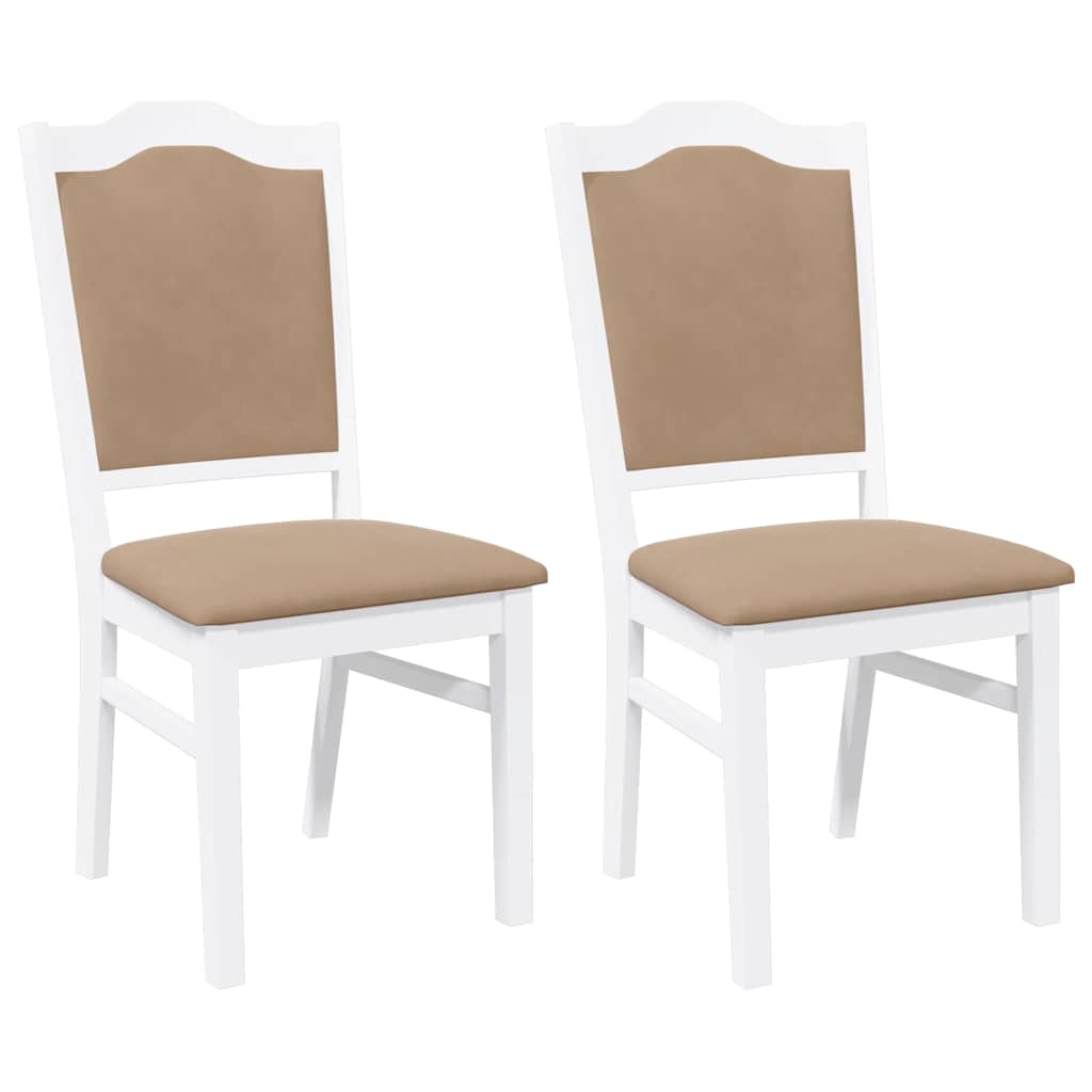 Sedie da Pranzo con Cuscini 2 pz Bianco Legno Massello di Hevea | homemem39