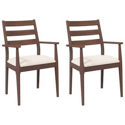 Sedie da Pranzo con Cuscini 2pz Marrone Legno Massello di Hevea | homemem39