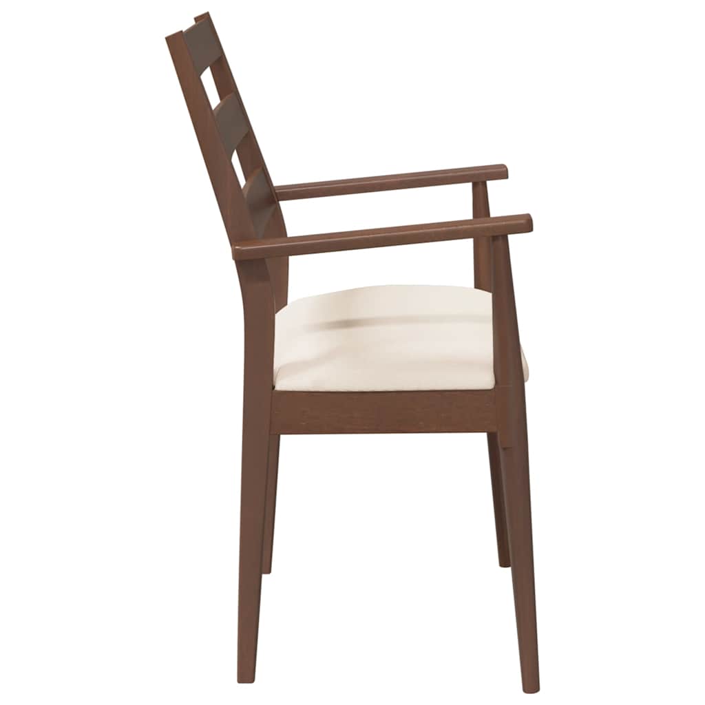 Sedie da Pranzo con Cuscini 2pz Marrone Legno Massello di Hevea | homemem39