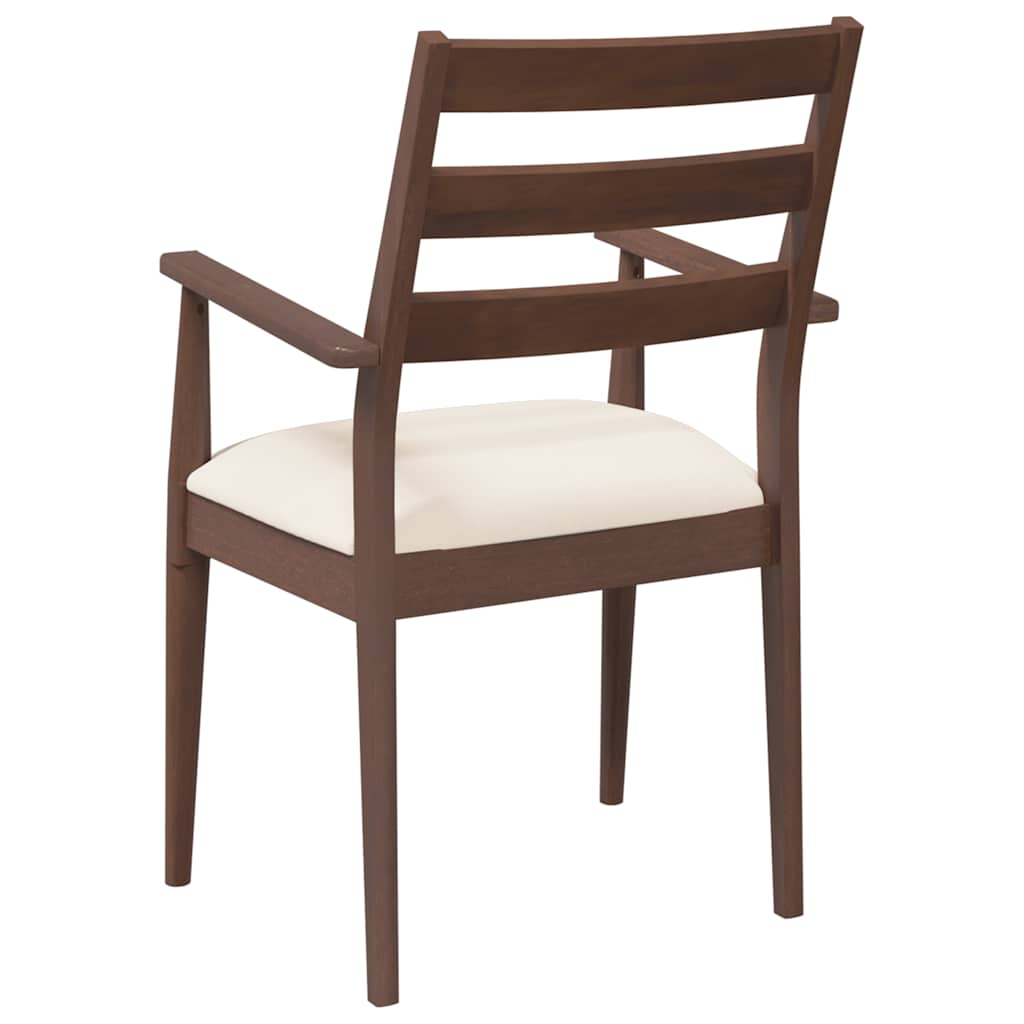 Sedie da Pranzo con Cuscini 2pz Marrone Legno Massello di Hevea | homemem39
