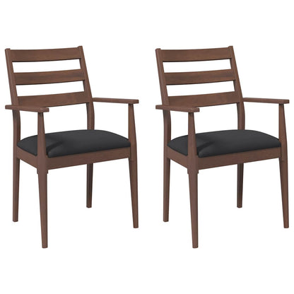 Sedie da Pranzo con Cuscini 2pz Marrone Legno Massello di Hevea | homemem39
