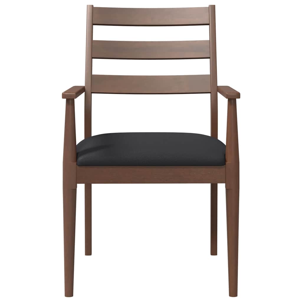 Sedie da Pranzo con Cuscini 2pz Marrone Legno Massello di Hevea | homemem39