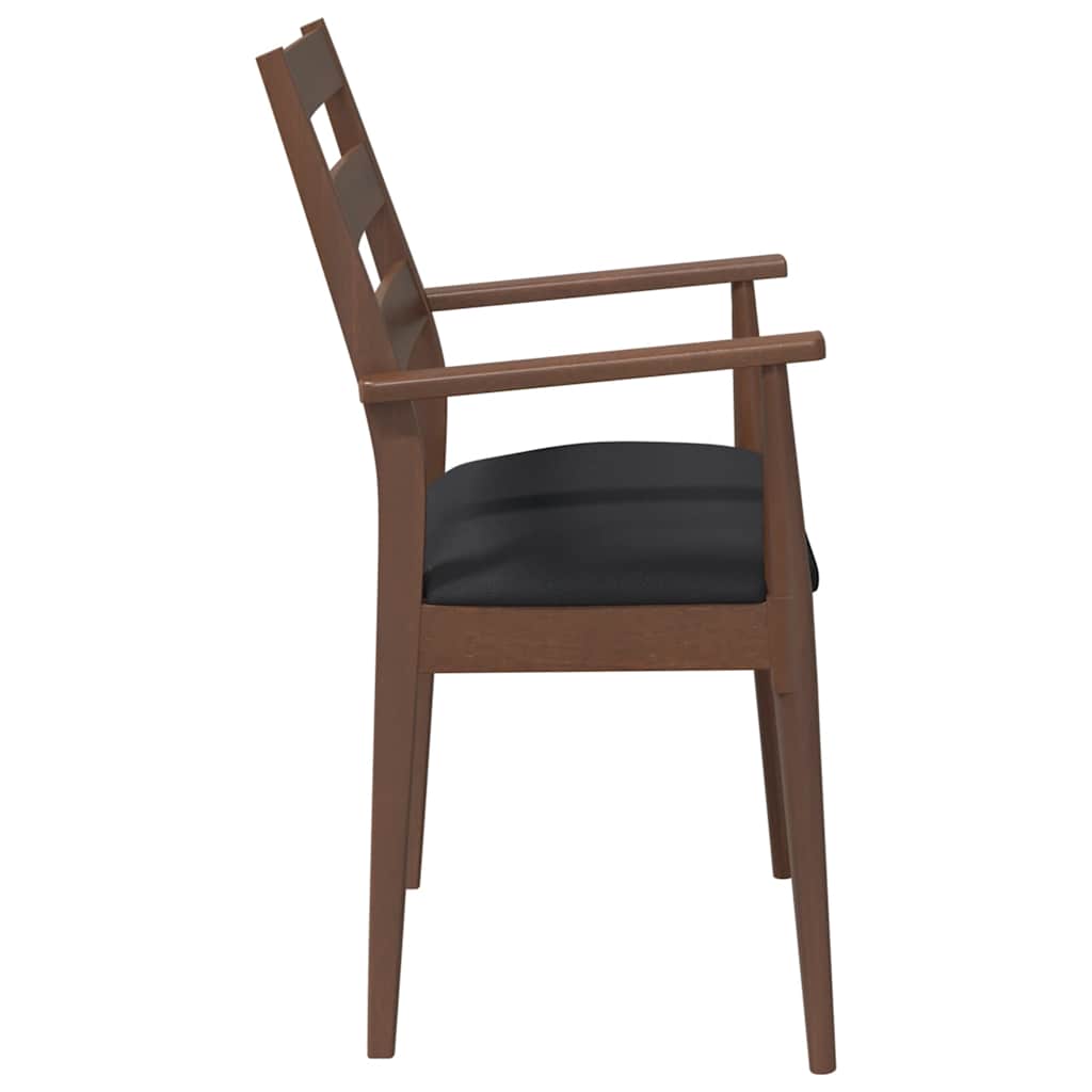 Sedie da Pranzo con Cuscini 2pz Marrone Legno Massello di Hevea | homemem39