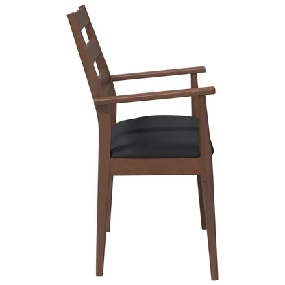 Sedie da Pranzo con Cuscini 2pz Marrone Legno Massello di Hevea | homemem39