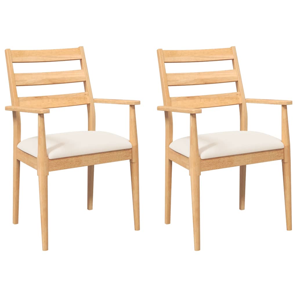 Sedie da Pranzo con Cuscini 2 pz in Legno Massello di Hevea | homemem39