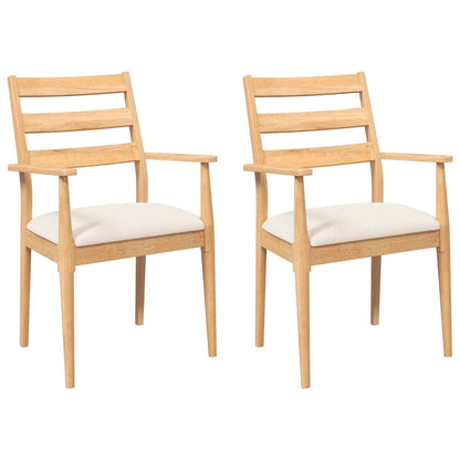 Sedie da Pranzo con Cuscini 2 pz in Legno Massello di Hevea | homemem39
