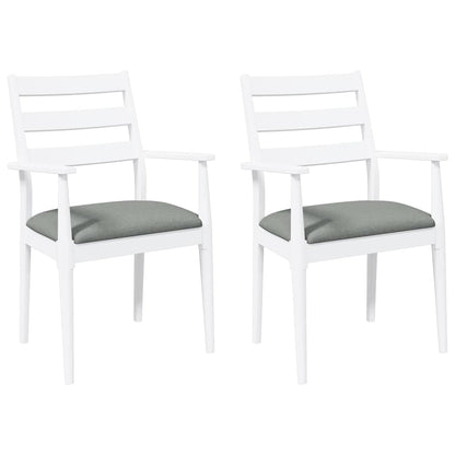 Sedie da Pranzo con Cuscini 2 pz Bianco Legno Massello di Hevea | homemem39