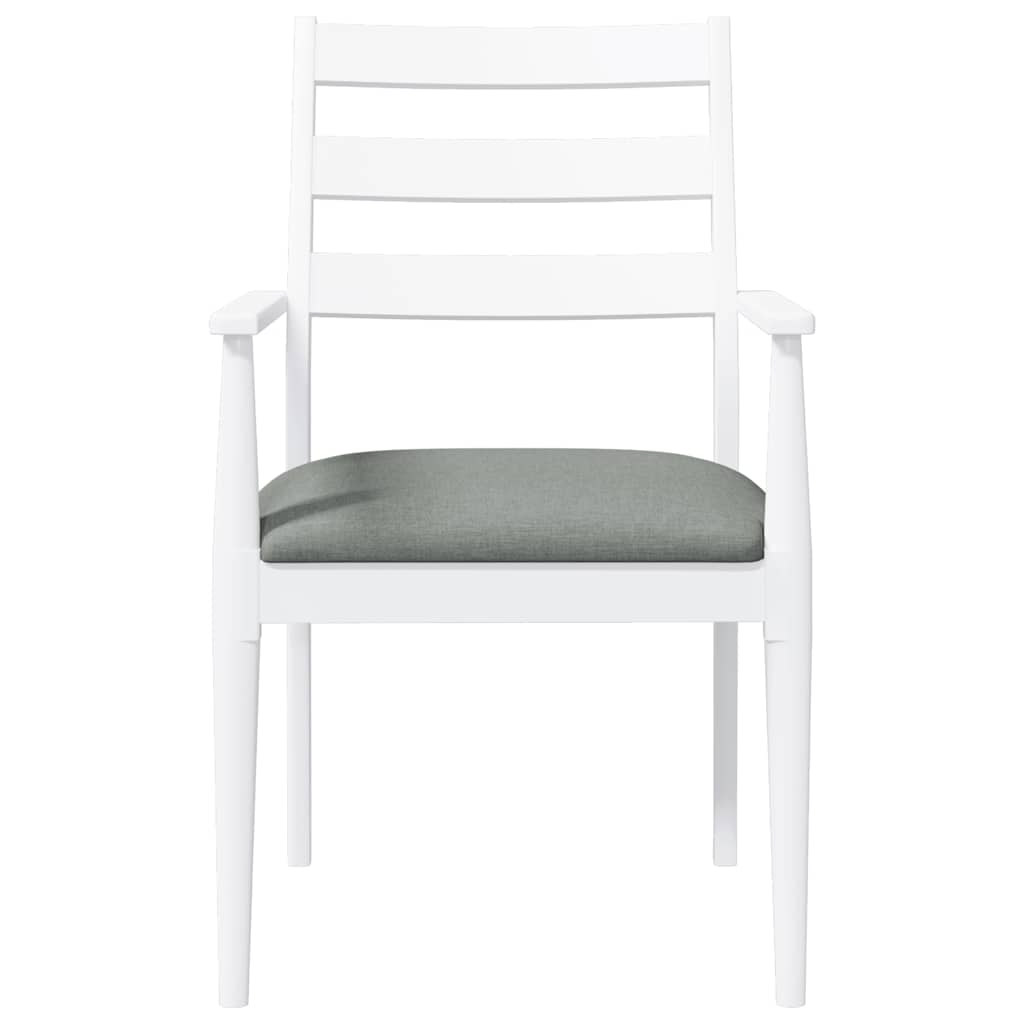 Sedie da Pranzo con Cuscini 2 pz Bianco Legno Massello di Hevea | homemem39