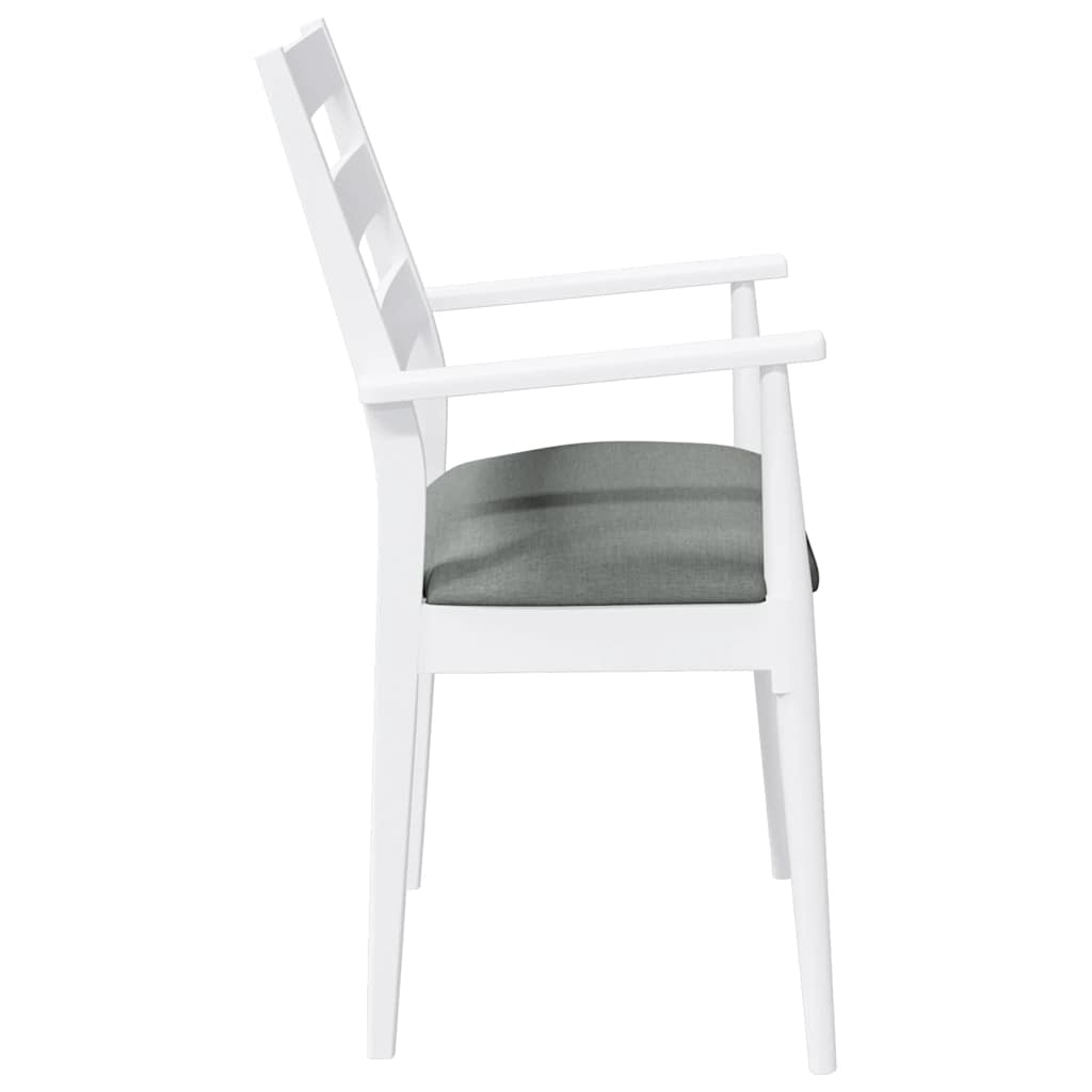 Sedie da Pranzo con Cuscini 2 pz Bianco Legno Massello di Hevea | homemem39