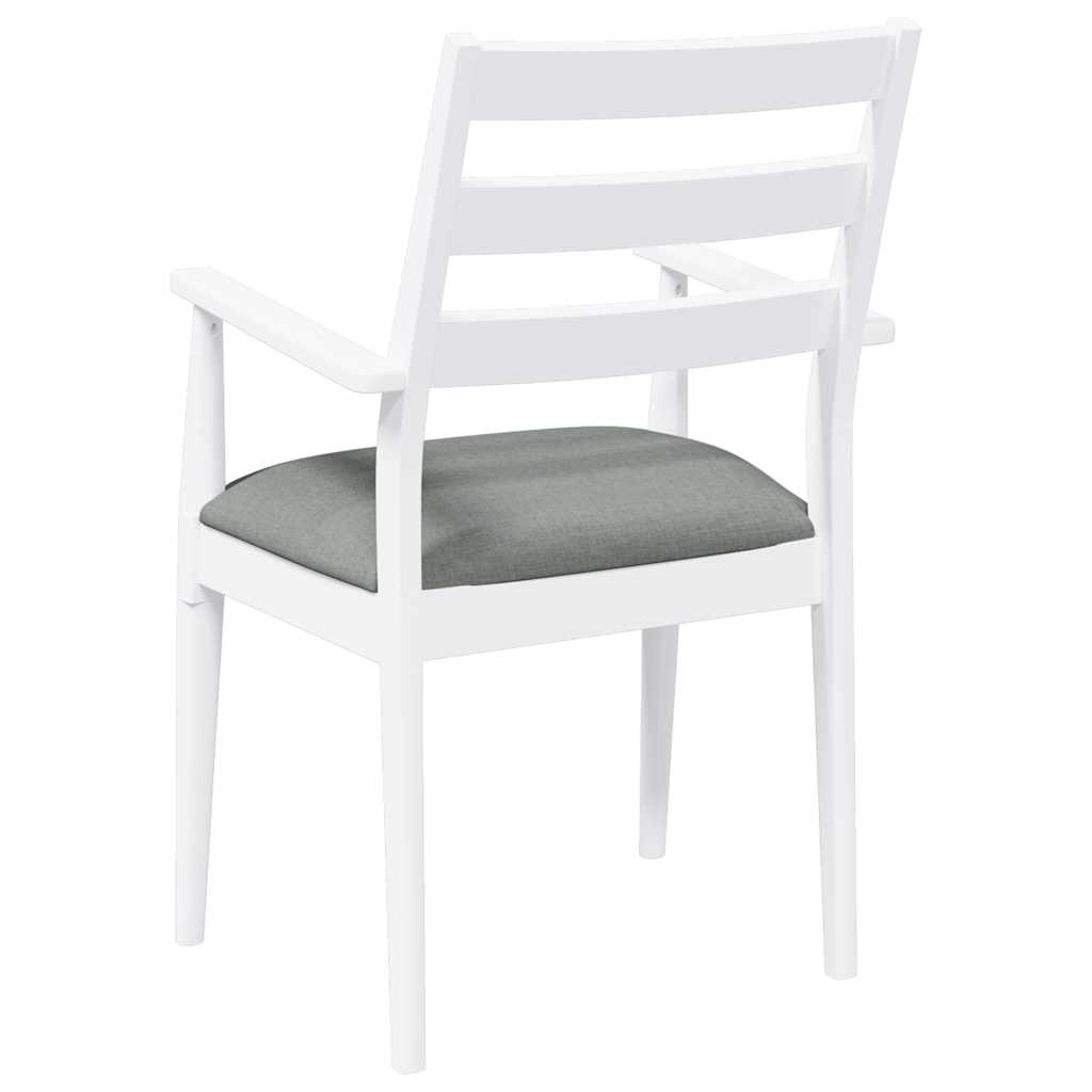 Sedie da Pranzo con Cuscini 2 pz Bianco Legno Massello di Hevea | homemem39