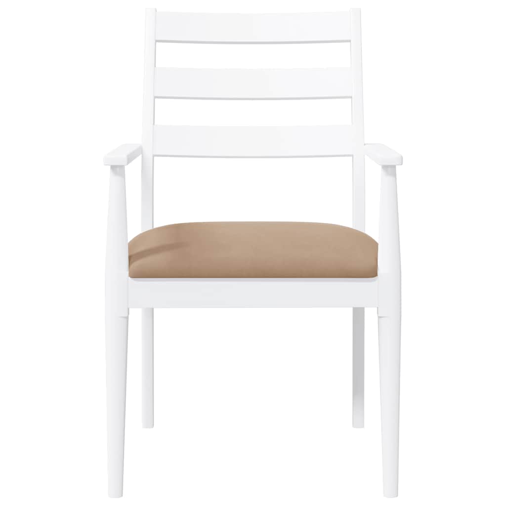 Sedie da Pranzo con Cuscini 2 pz Bianco Legno Massello di Hevea | homemem39