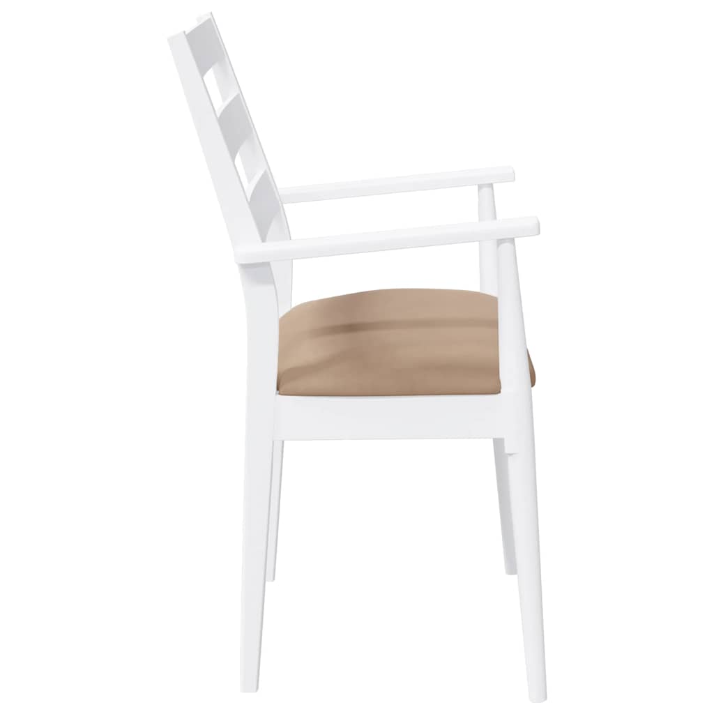 Sedie da Pranzo con Cuscini 2 pz Bianco Legno Massello di Hevea | homemem39