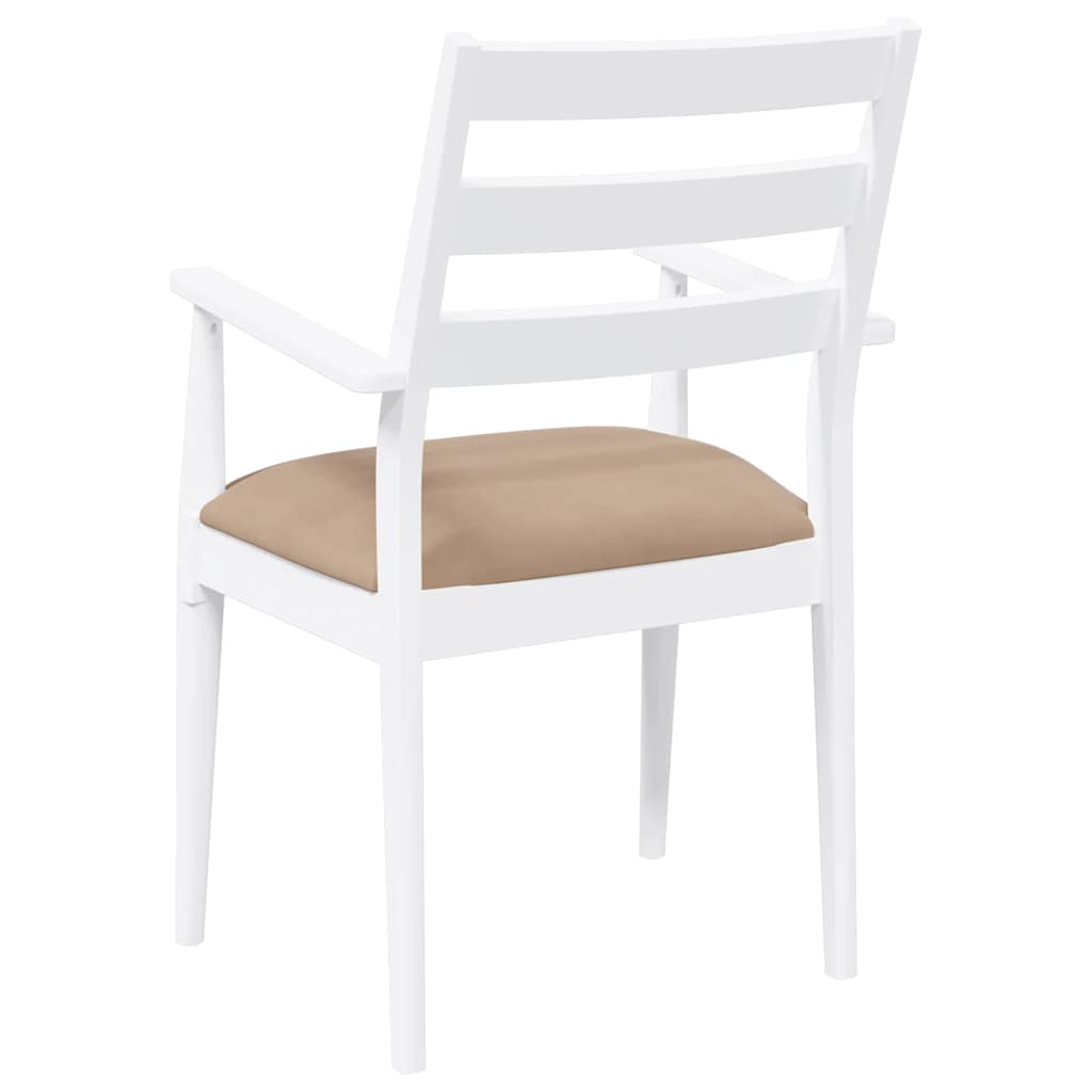 Sedie da Pranzo con Cuscini 2 pz Bianco Legno Massello di Hevea | homemem39